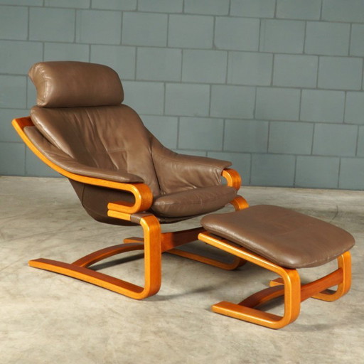 Dänischer "Apollo" Sessel mit Fußbank - Svend Skipper - 1970er