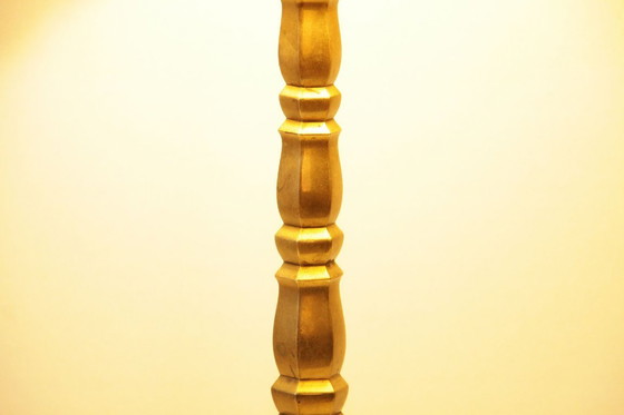 Image 1 of Tafellamp massief messing franjes 76cm jaren 1970 vintage