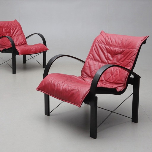 IKEA - Tord Björklund - Armchair - Leather, Wood, Metal - Pair of armchairs - 'Polhem'