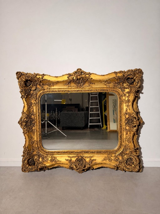Gran espejo barroco dorado ricamente ornamentado – spiegels, Wood (photo 2 of 6)
