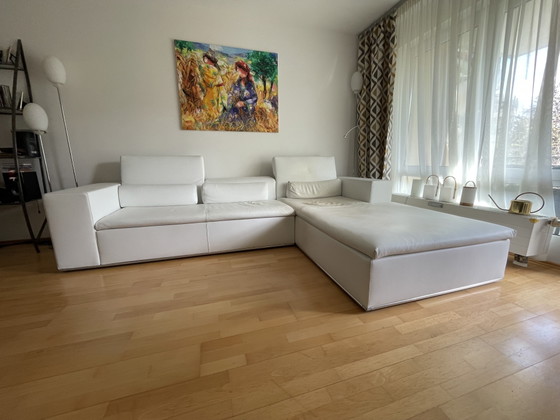 High-End Designer Leather Corner Sofa by Linie C (300x203 cm) - White (photo 2 of 6)