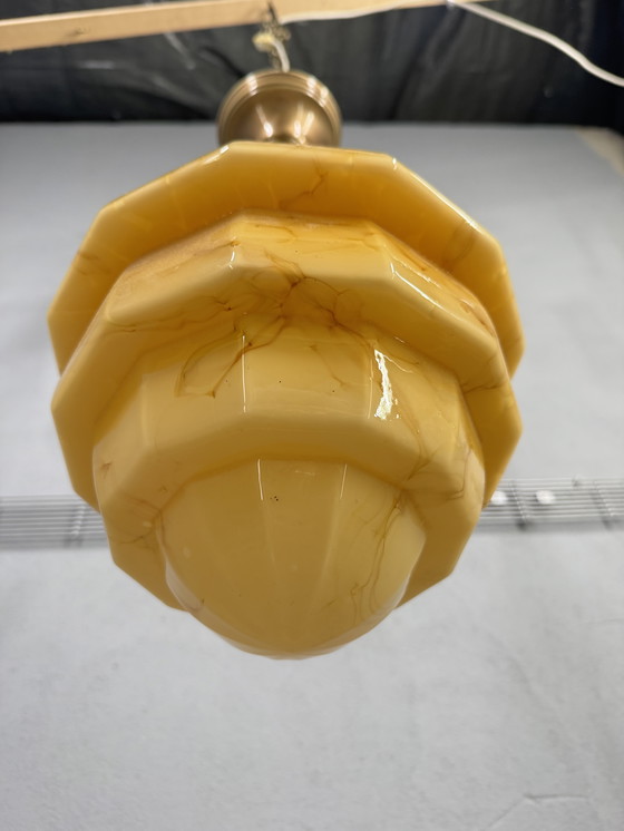 Image 1 of Lampada a sospensione marmorizzata Art Déco