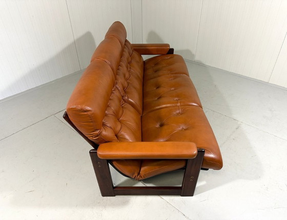 Image 1 of Coja Culemborg rosewood and leather three-seater sofa 1970s