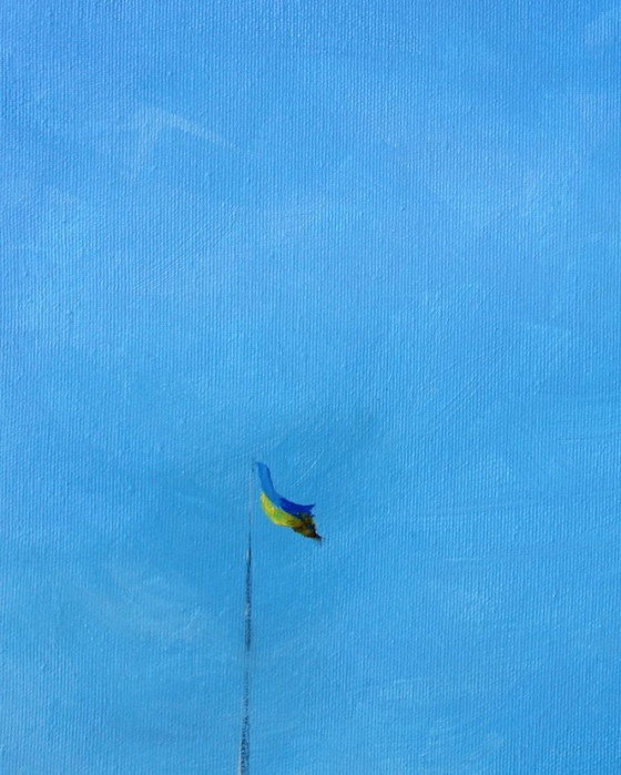 Original Oil Painting Modern Art Symbolism Sky Minimalism Flag – Paintings & Drawings, Canvas (photo 6 of 7)