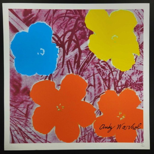 Lithographie en édition limitée « Fleurs » d'Andy Warhol par CMOA - 50 x 50 cm