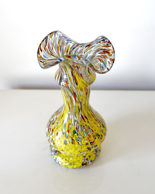 Vase en verre de Murano Millefiori vintage – Soufflé à la bouche – Italie
