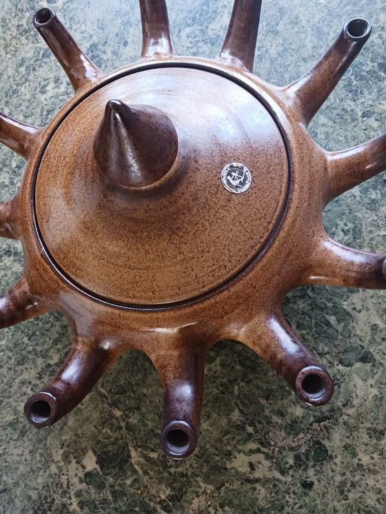 Image 1 of Vaso/lampada a olio in ceramica a forma di tulipano, fatto a mano, anni '70