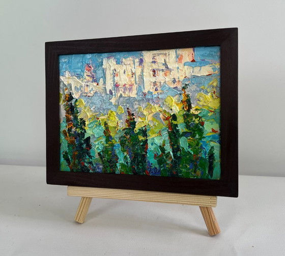 Image 1 of Original Oil Painting Summer City Landscape Sunny summer city