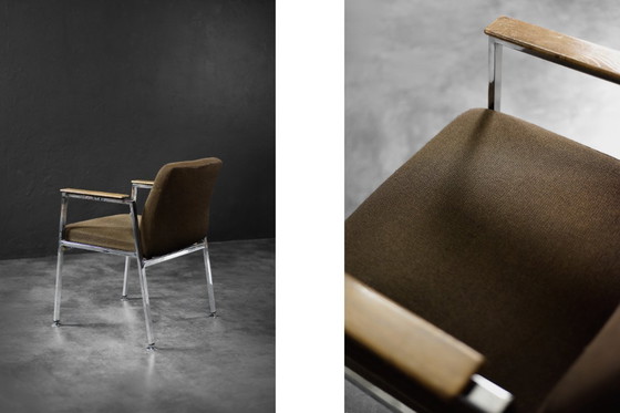 Image 1 of Vintage Mid-Century Duitse moderne bruine vergaderstoel van Drabert, jaren 70