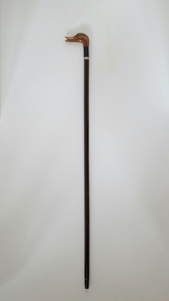 Canne de marche vintage en forme de tête de canard - Résine ambrée et bois dur – Cadeaux, Wood (photo 6 of 6)