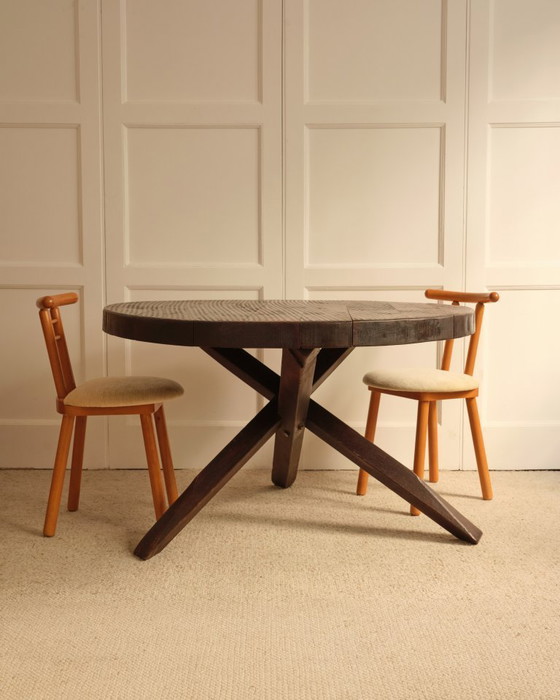 Image 1 of Table ronde en bois - 1950s 