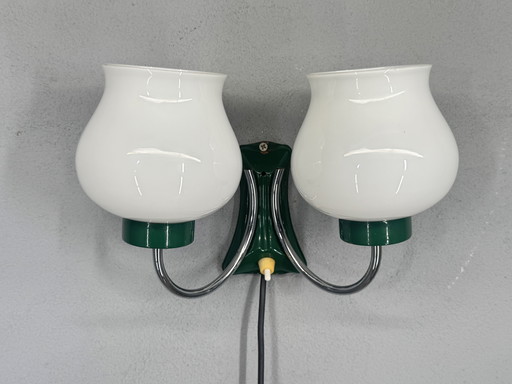 Vintage wall lamp with double glass shades - characterful and unique