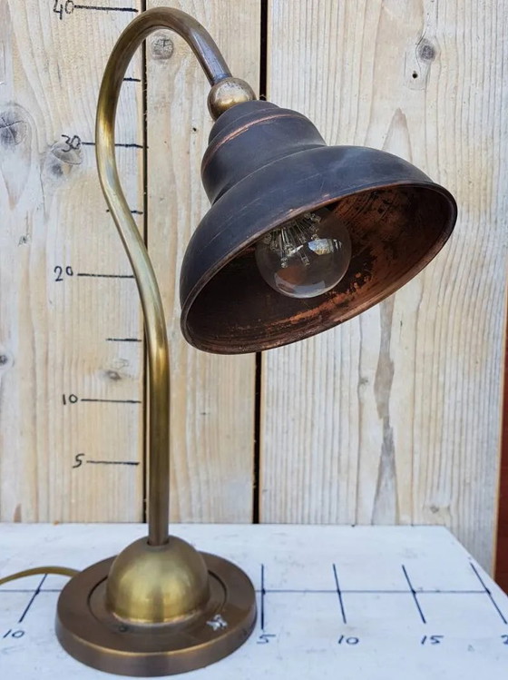 Antique English copper desk lamp, Table lamps, Brass, Vintage (photo 2 of 6)