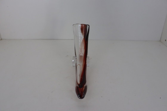Prachtige Vintage Glazen Hoornvaas Met Standaard – Kunstglas / Sommerso (26 Cm) – Decoratieve objecten (photo 4 of 6)