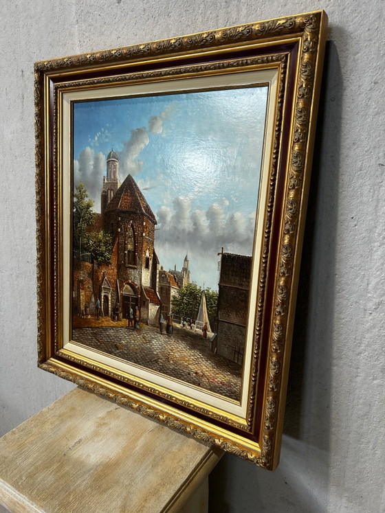 Beekhout Cityscape - Oil on canvas 79x68 – Vintage, Paintings & Drawings, Wood (photo 4 of 11)