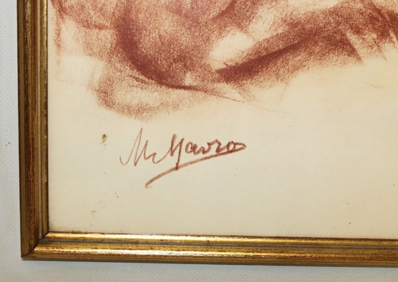 Image 1 of Sanguina sobre papel, "À genou nue", de Mania Mavro.