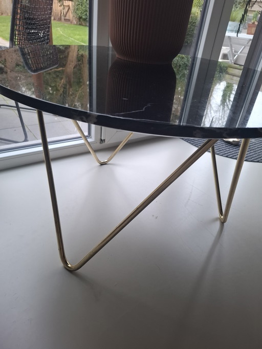 Black Side Table With Marble Top