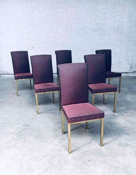 Image 1 of Set van 6 eetkamerstoelen in Hollywood Regency-stijl uit de jaren 70, België