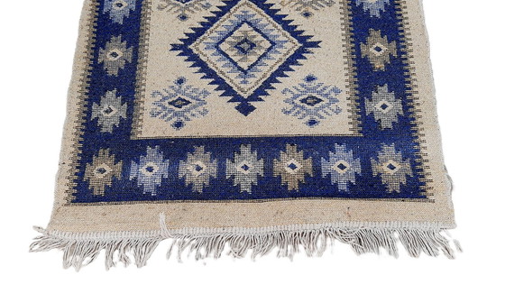 Image 1 of Vintage geometric-patterned flatweave kilim rug