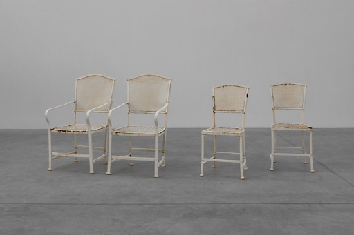 Set of 4 iron garden chairs by Gustave Serrurier-Bovy for Serrurier et Cie, 1903