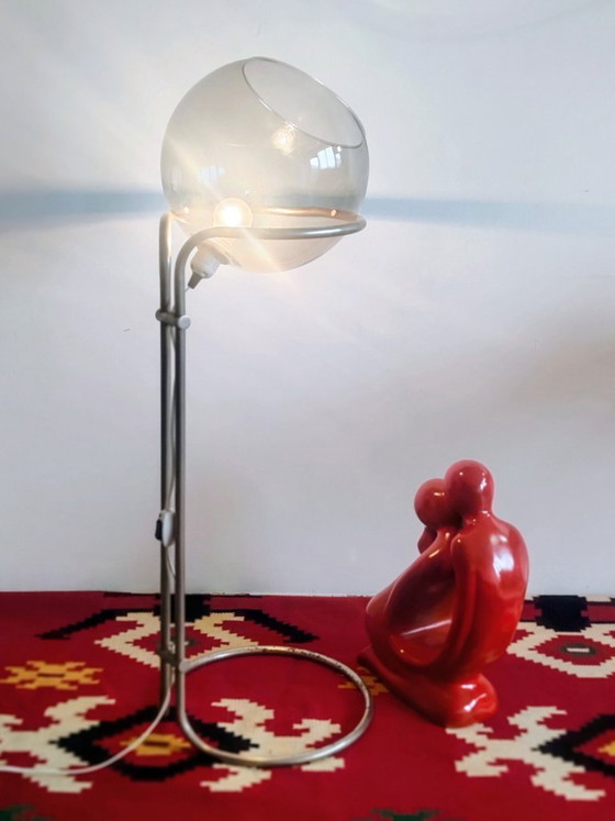 Image 1 of Modernist bauhaus glass ball floor lamp. Designer: Házi Tibor