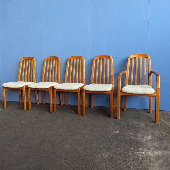 Image 1 of Set aus 5 Dyrlund Teak-Esszimmerstühlen, Dänemark