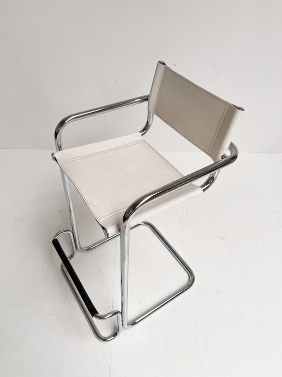 Image 1 of Ensemble de 2 tabourets de bar en cuir attribués à Mart Stam, années 1970