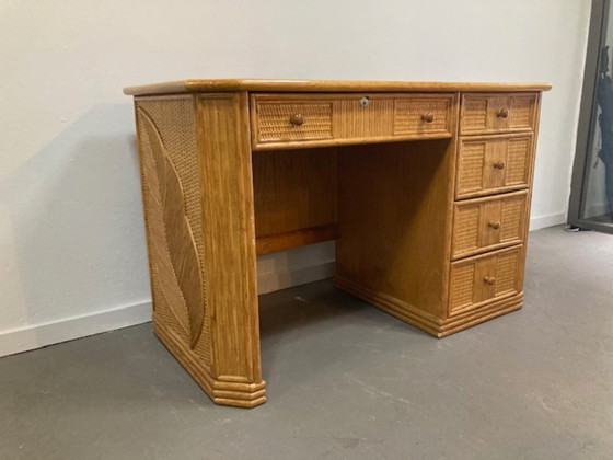 Image 1 of Uniek rieten bureau van potlood of riet, stijl Vivai del Sud