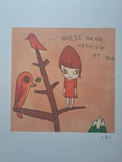 Naar Nara Yoshitomo, Woorden betekenen niets, jaren 1990, Lithografie in beperkte oplage