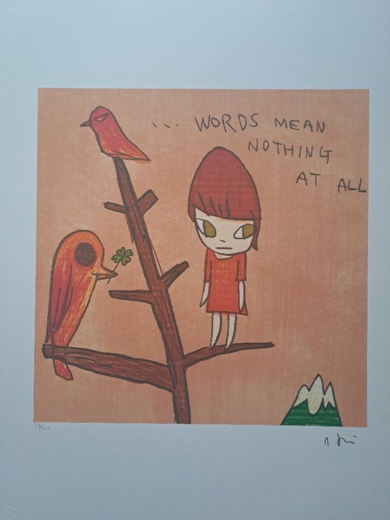 Image 1 of D'après Nara Yoshitomo, Les mots ne signifient rien, années 1990, lithographie en édition limitée