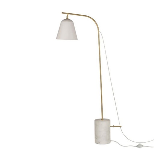 Lampada da terra NORR11 Line One, bianca/ottone e marmo.