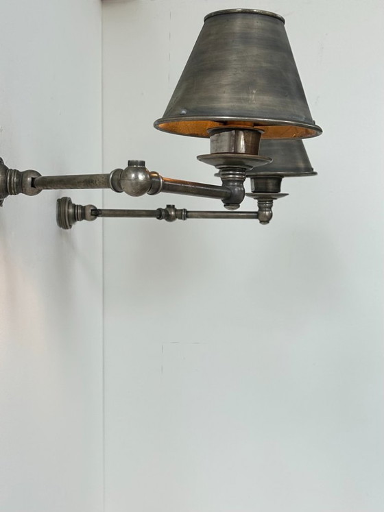 Image 1 of Pair of vintage adjustable steel wall lights, France, 1970