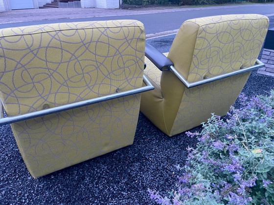 2x Leolux Scylla Ochre Yellow with Grey Arms, Armchairs, Leather, Textile (photo 6 of 6)