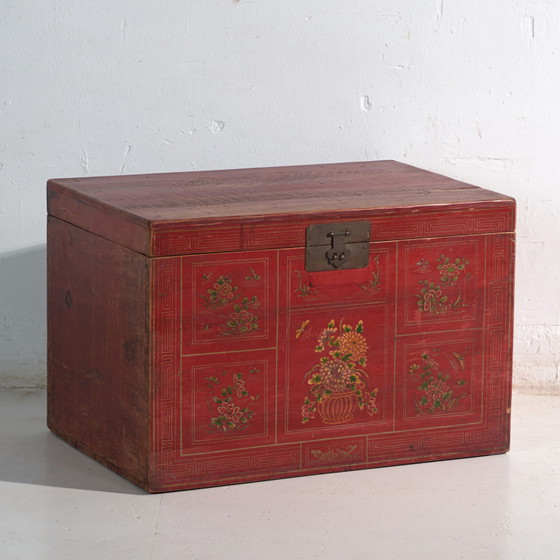 Baule antico dipinto con pittura originale – Cina, circa 1900 – Armadi contenitori, Iron, Brass (photo 8 of 25)