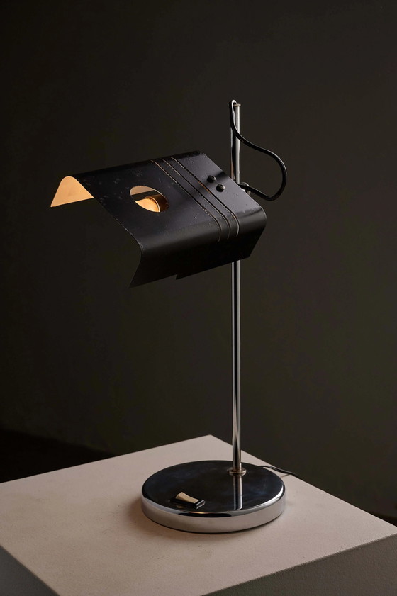 Lampe de bureau réglable style 'Spider' en chrome et noir, Métal (photo 7 sur 7)