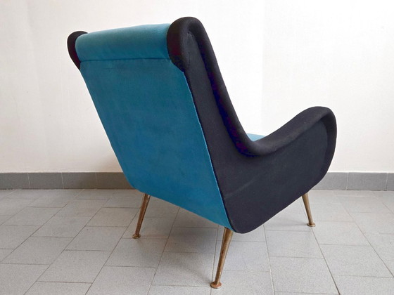 Image 1 of Vintage fauteuil uit 1950, rockabilly wollen jersey, DLG Marco Zanuso Arflex jaren 50