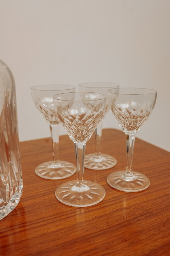 Image 1 of Carafe en cristal vintage avec verres à liqueur en cristal