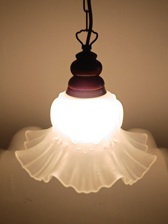 Image 1 of Lampada a sospensione a forma di tulipano in vetro trasparente