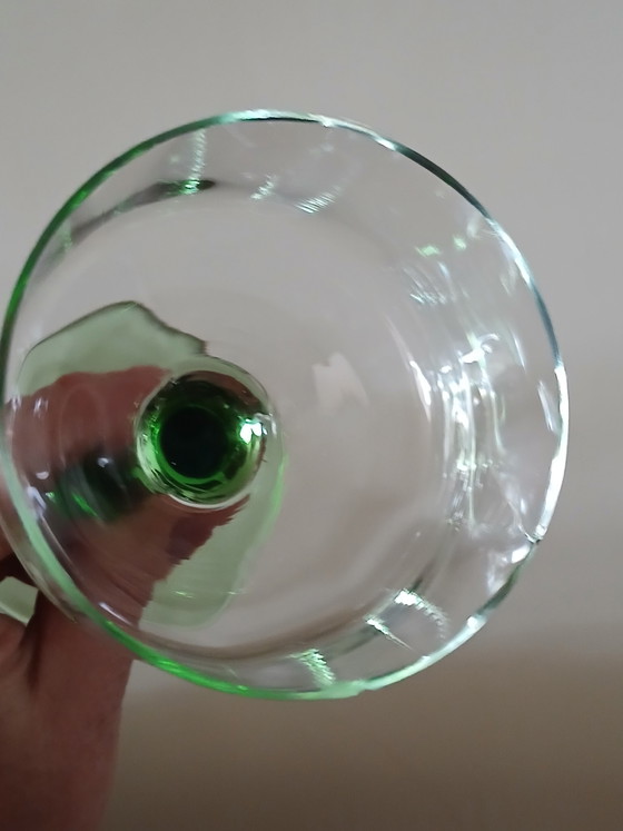 Image 1 of Set of 5 antique hand-blown Art Nouveau wine glasses