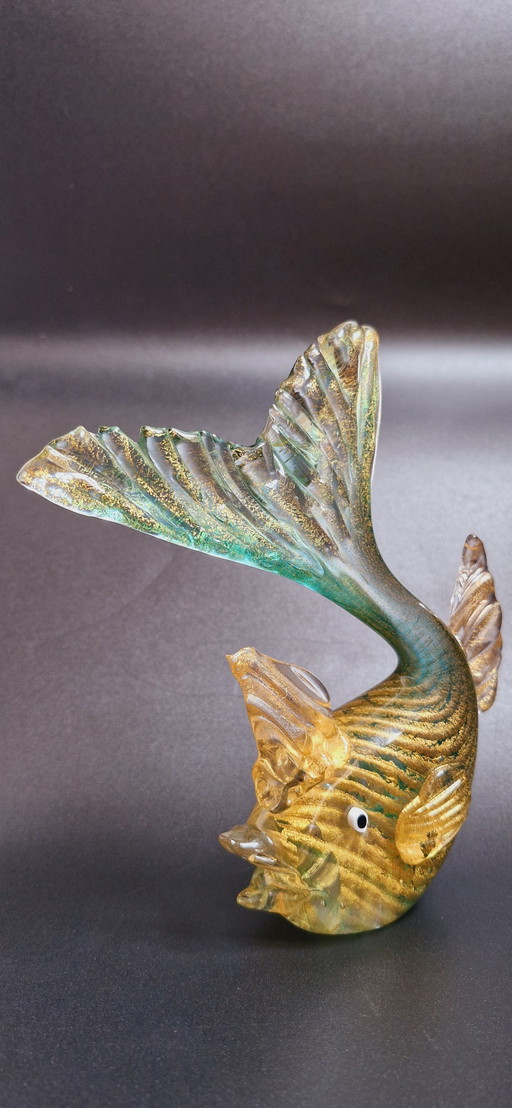 60'S Barovier&Toso Murano Glass Coordonato D'Oro Fish 