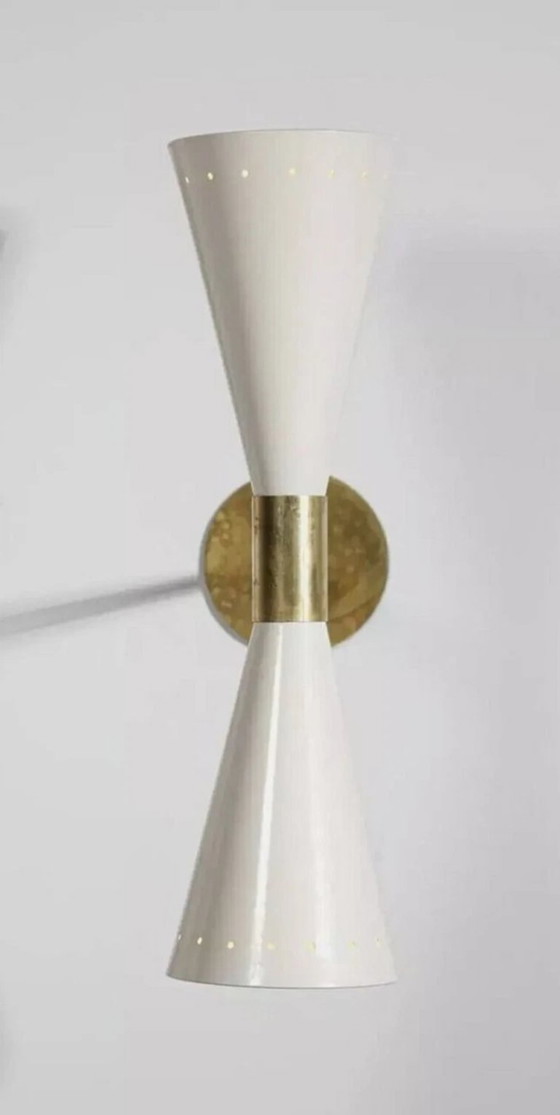 Image 1 of Par de apliques de pared Flutte en color blanco marfil