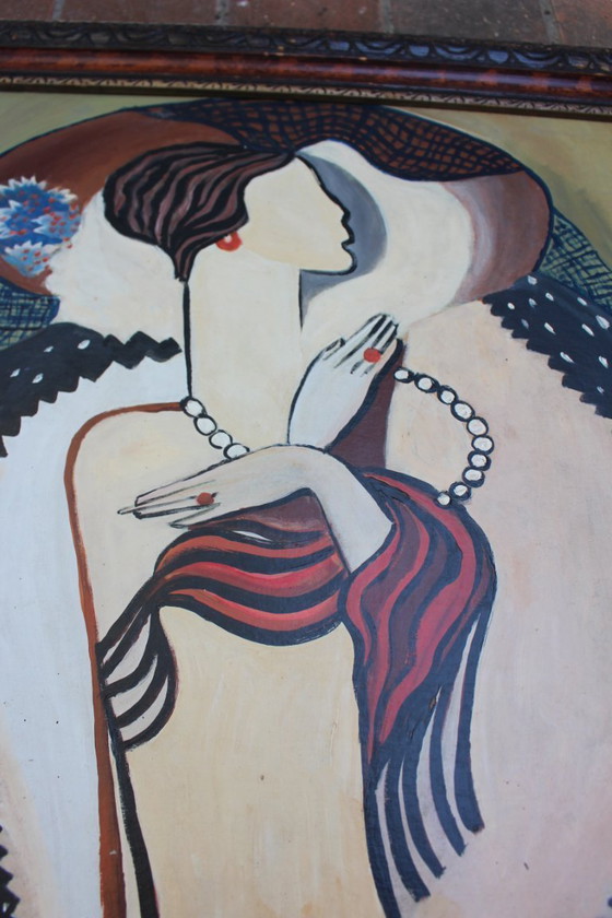 Image 1 of 1960s Midcentury Modern Expressionist Nude Oil Painting