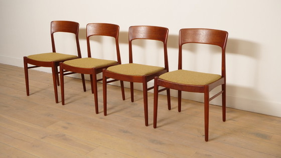 Image 1 of 4 x sedia da pranzo | Henning Kjaernulf | Teak | Rivestita