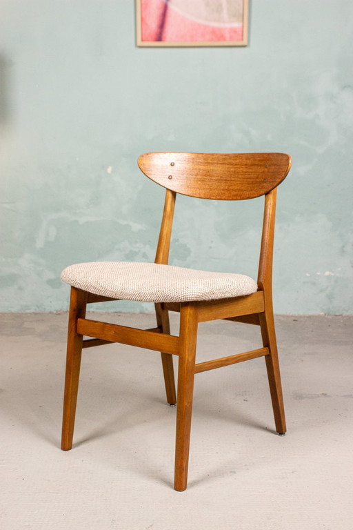 4 Vintage Teakhouten stoelen Farstrup 210 Deense Mid Century – eetkamerstoelen, Wood, Textile (photo 2 of 15)