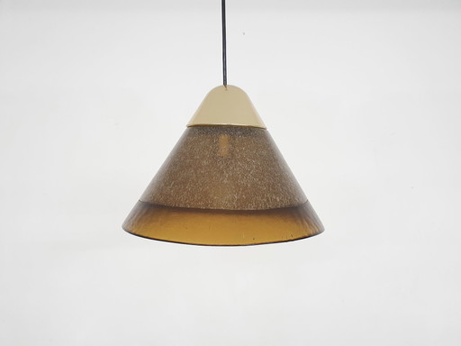 Braun Pendelleuchte aus Blasenglas von Peill und Putzler, Deutschland 1960er Jahre