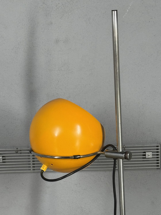 Image 1 of Vintage standing lamp – Gepo / Gerda – orange spherical shade – 1970s Space Age design