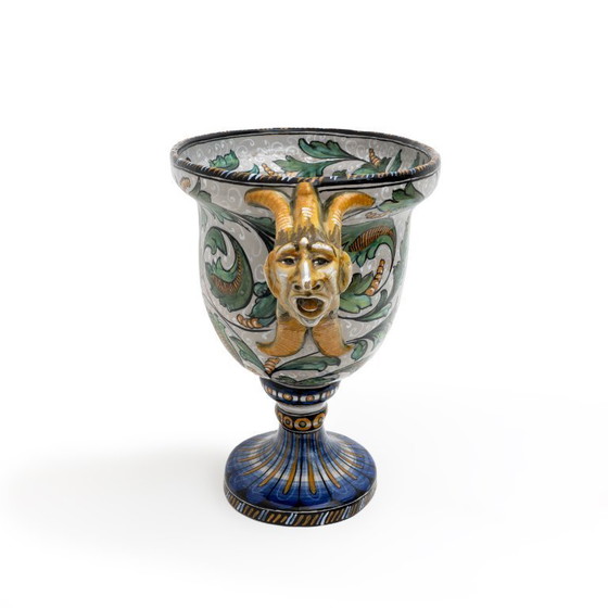 Image 1 of Vaso a due manici di manifattura Maiolica Artistica Pesarese "MAP" 1920.