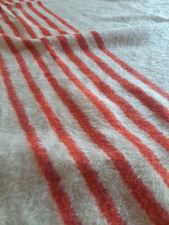 Image 1 of Couverture en laine vintage à rayures rouges - 155 x 209 cm