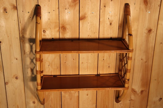 Image 1 of Etagère murale en rotin vintage 
