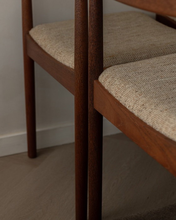 Image 1 of Vintage eetkamerstoelen van Johannes Nørgaard voor Nørgaard Møbelfabrik (set van 6) | Originele wollen bekleding | Jaren 60